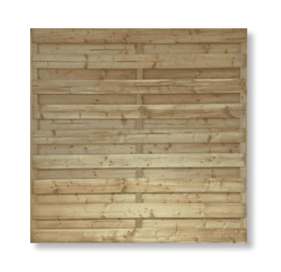 Houten scherm Horizontaal Recht 180 x 180cm (inox gevezen)