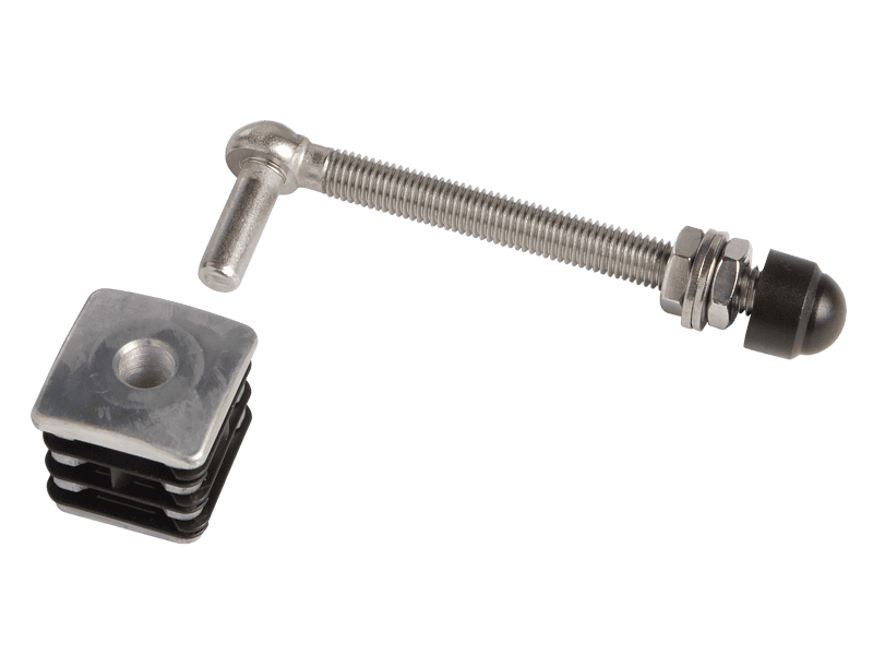 Scharnierset RVS voor tuinpoort kader 40/40mm met aluminium doppen - M12 x 130mm