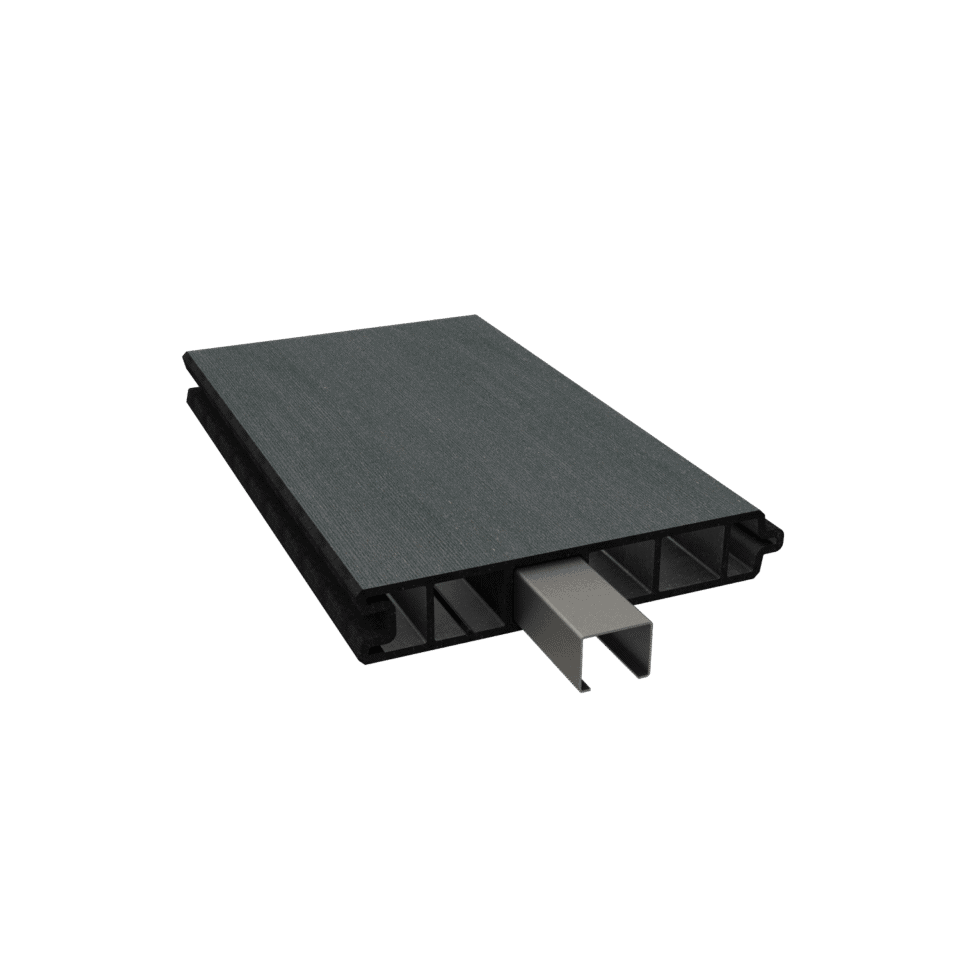 Tand/groef holle plank 150/27mm met staalprofiel versterkt, Lengte 1800mm