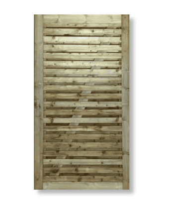 Enkele houten draaipoort afm. Br. 100cm x H. 180cm, type FIJNE LATTEN
