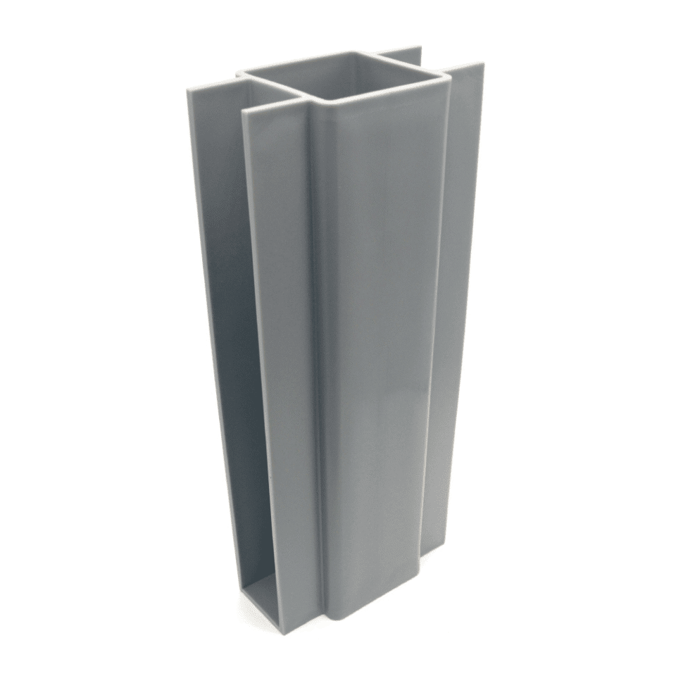 Betonplaathouder PVC voor koker 60/60mm x 300mm met voetje (GRIJS)