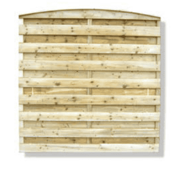 Houten scherm horizontaal gebogen 180 x 180cm (inox gevezen)