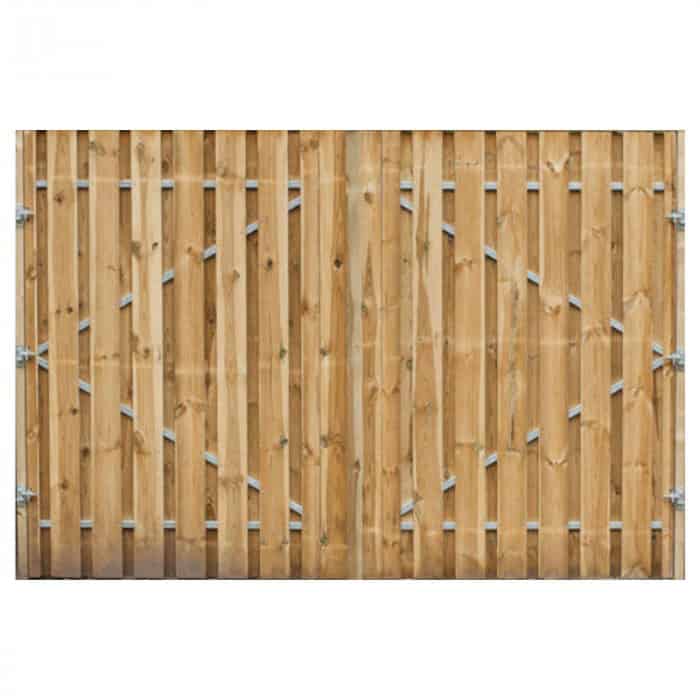 Dubbele houten draaipoort afm. 300 x 180cm, type VERTICAAL RECHT
