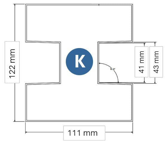 VLP Tussenpaal 111x122mm Type K - L. 2800mm - conisch 41/43mm + kapje