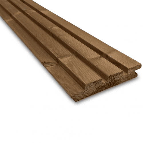 Thermowood Grenen Plank Triple tand/groef H.131mm x d. 32mm x Lengte 180cm
