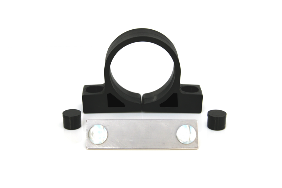 Kunststof Beugel diam. 60mm met RVS plaatje 118x24mm incl. bouten - ZWART